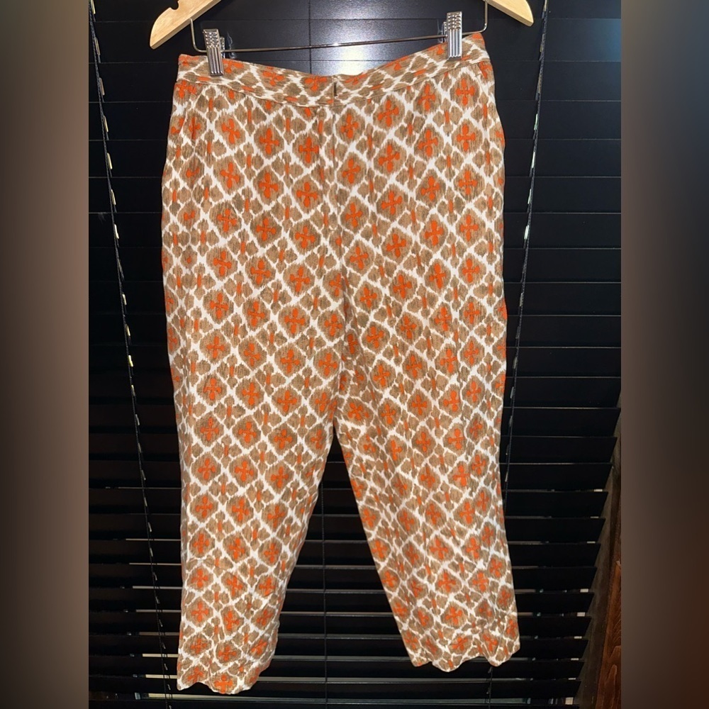 EUC Ruby Rb. Orange& white ankle pants Sz 8